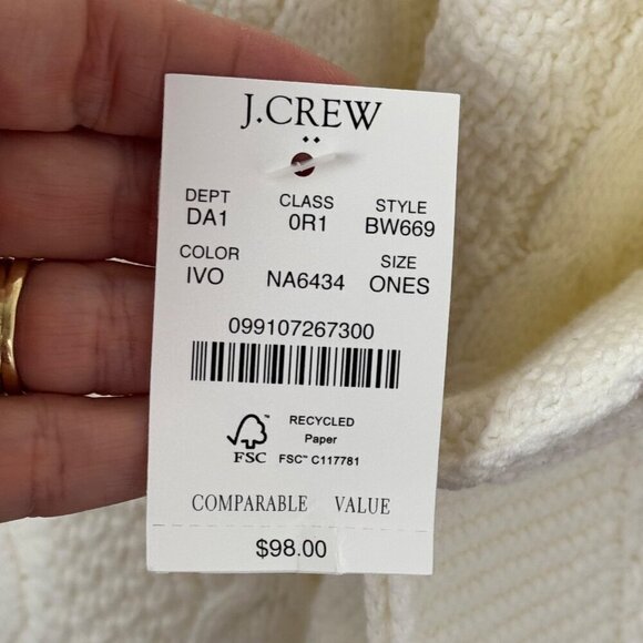J. Crew Factory NEW Ivory Fisherman Cable-Knit Poncho Sweater One Size BW669 - Picture 7 of 12